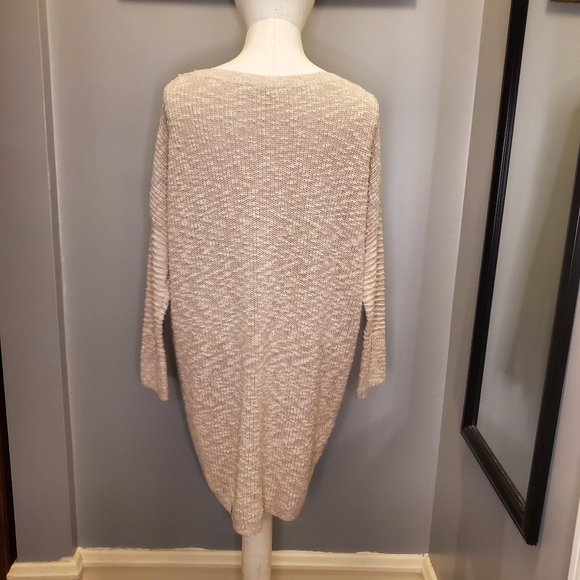 EXPRESS Round Cream High Low Lace Up Knit Sweater - Picture 3 of 9